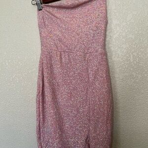 Fashion Nova Sparkling Strapless Dress in Pink